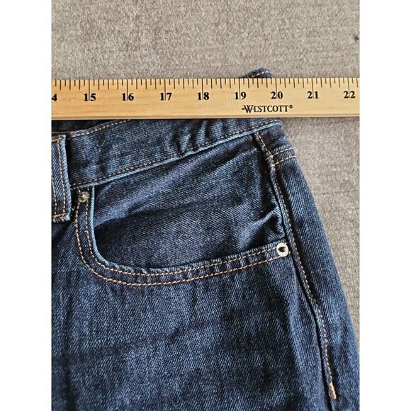 Old Navy Jeans Womens 18 Blue Dark Wash High Rise Slouchy Straight Cropped Boho - Picture 6 of 14